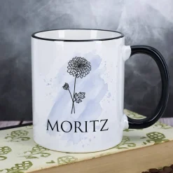 Geburtsblumen-Tasse mit Name persönlich bedruckt