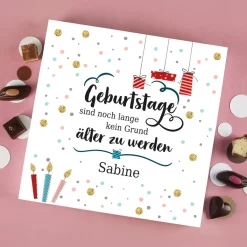 Geburtstage sind noch lange kein Grund älter zu werden - alkoholfreie Lindt Pralinen mit Name