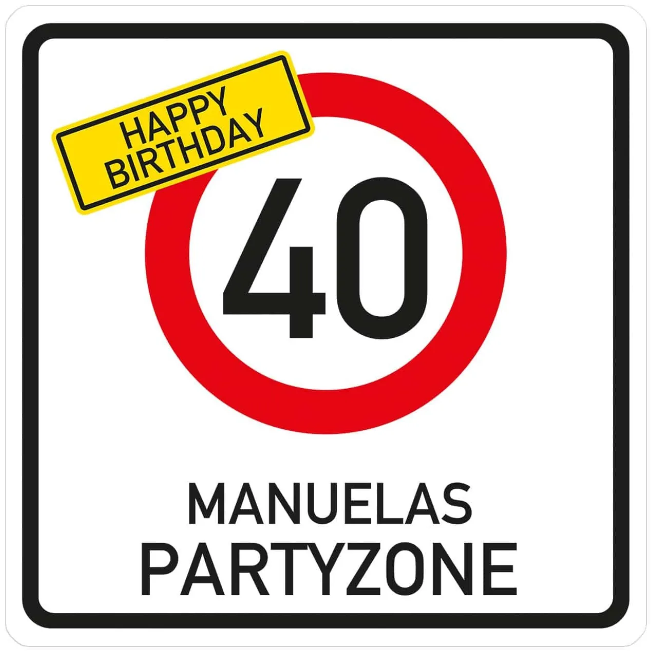 Geburtstagsbanner - Happy Birthday im Verkehrszeichen-Look