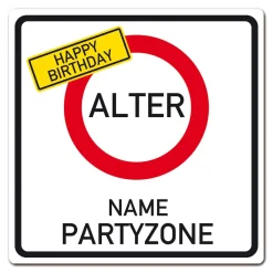 Geburtstagsbanner - Happy Birthday im Verkehrszeichen-Look