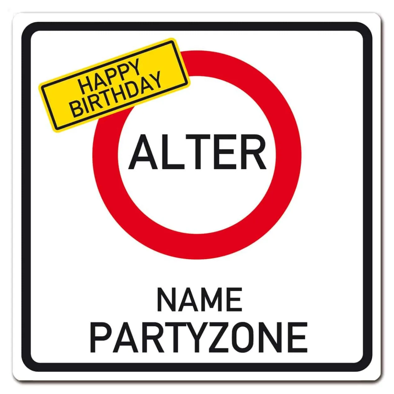 Geburtstagsbanner - Happy Birthday im Verkehrszeichen-Look