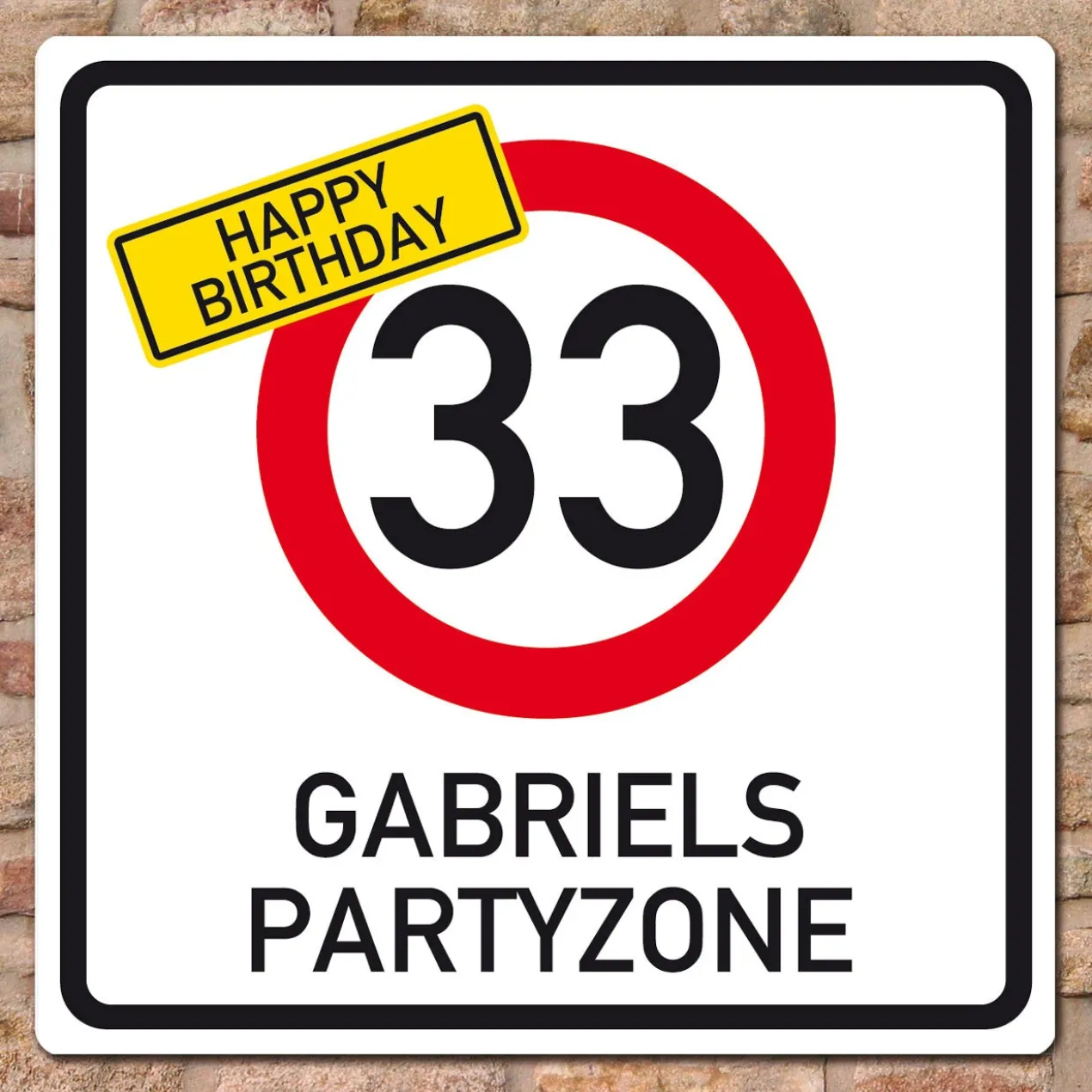 Geburtstagsbanner - Happy Birthday im Verkehrszeichen-Look