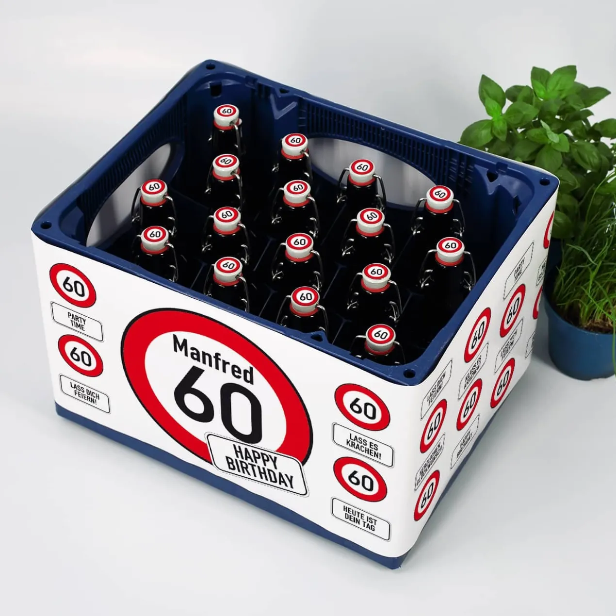 Geburtstagsbier Bierkasten-Banderole mit Verkehrszeichen zum Geburtstag