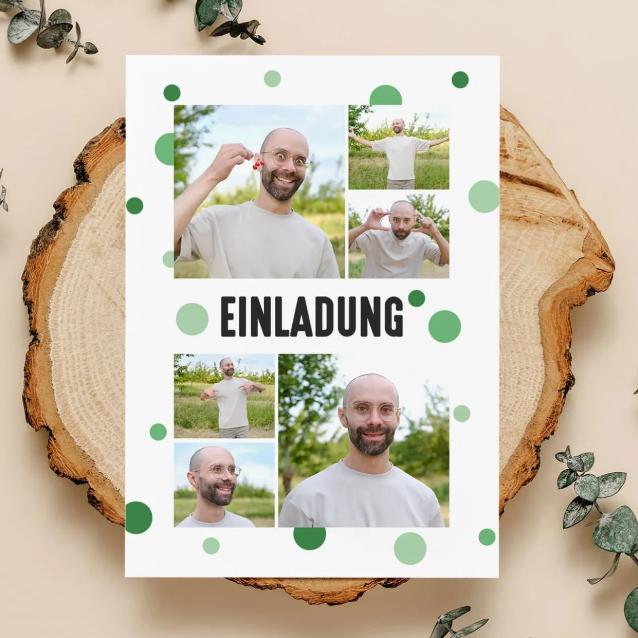 Geburtstagseinladung mit 6 Fotos und Ihren Wunschtexten