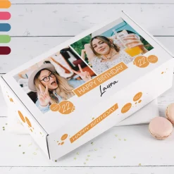 Geburtstags-Geschenkbox mit 2 Fotos & Farbauswahl