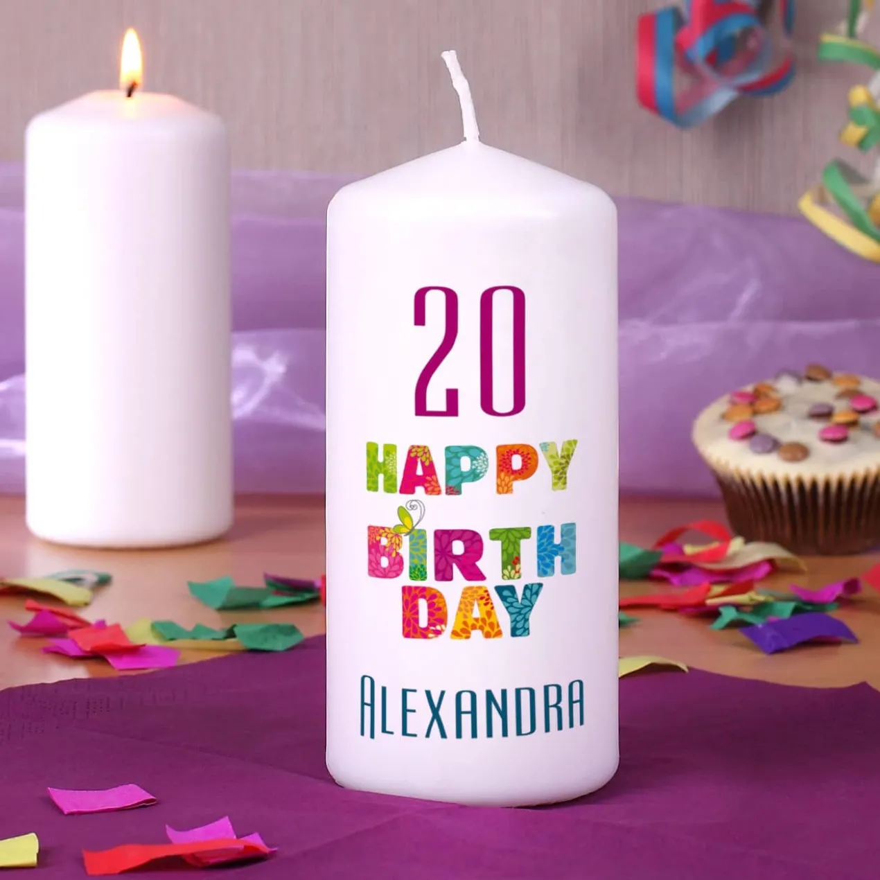 Geburtstagskerze - Happy Birthday - mit Name und Alter