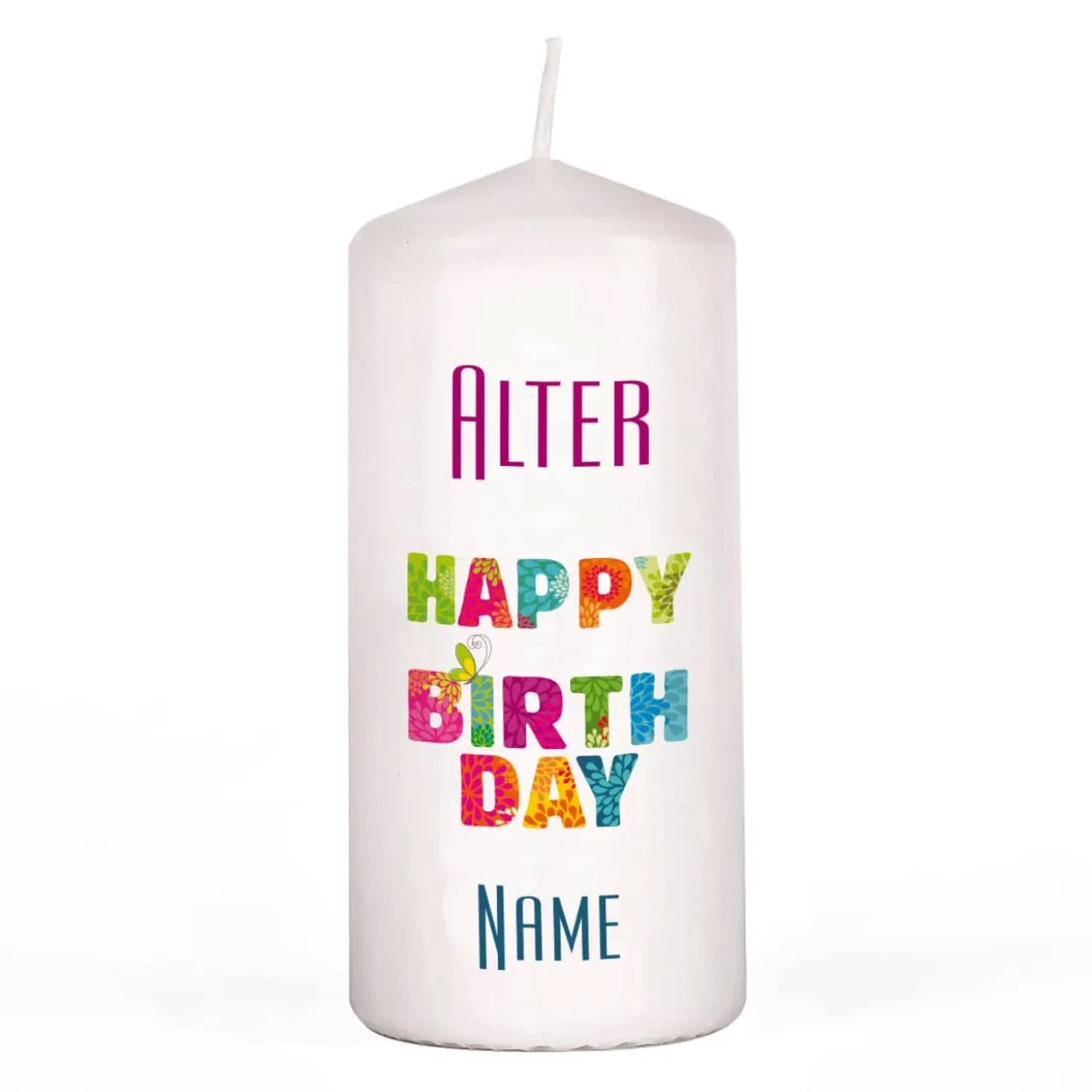 Geburtstagskerze - Happy Birthday - mit Name und Alter