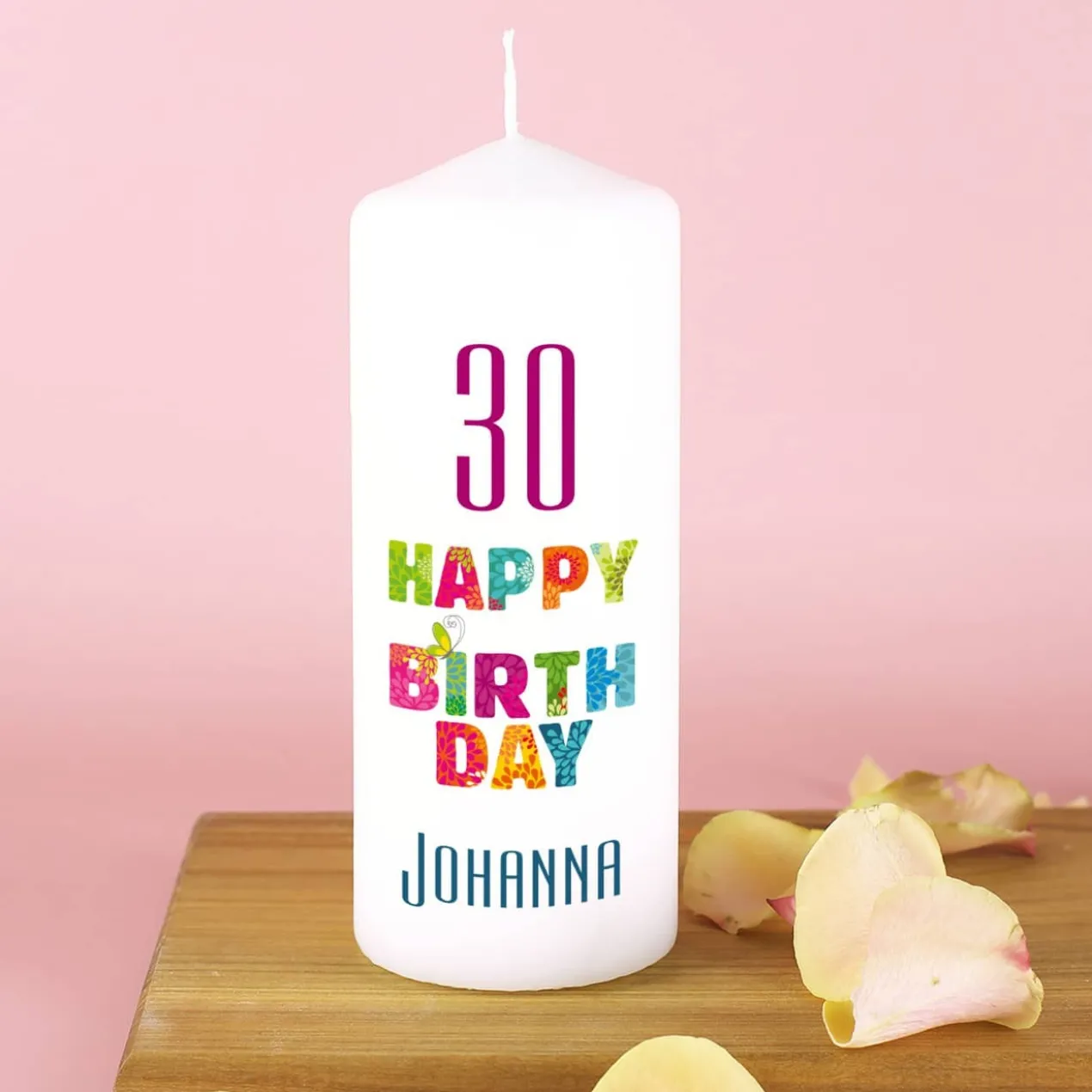Geburtstagskerze - Happy Birthday - mit Name und Alter