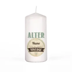 Geburtstagskerze mit Name und Alter - Nicht alt, sondern vintage!