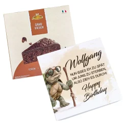 Geburtstagskuchen mit Schildkröten-Motiv, witzigem Spruch und Name personalisiert