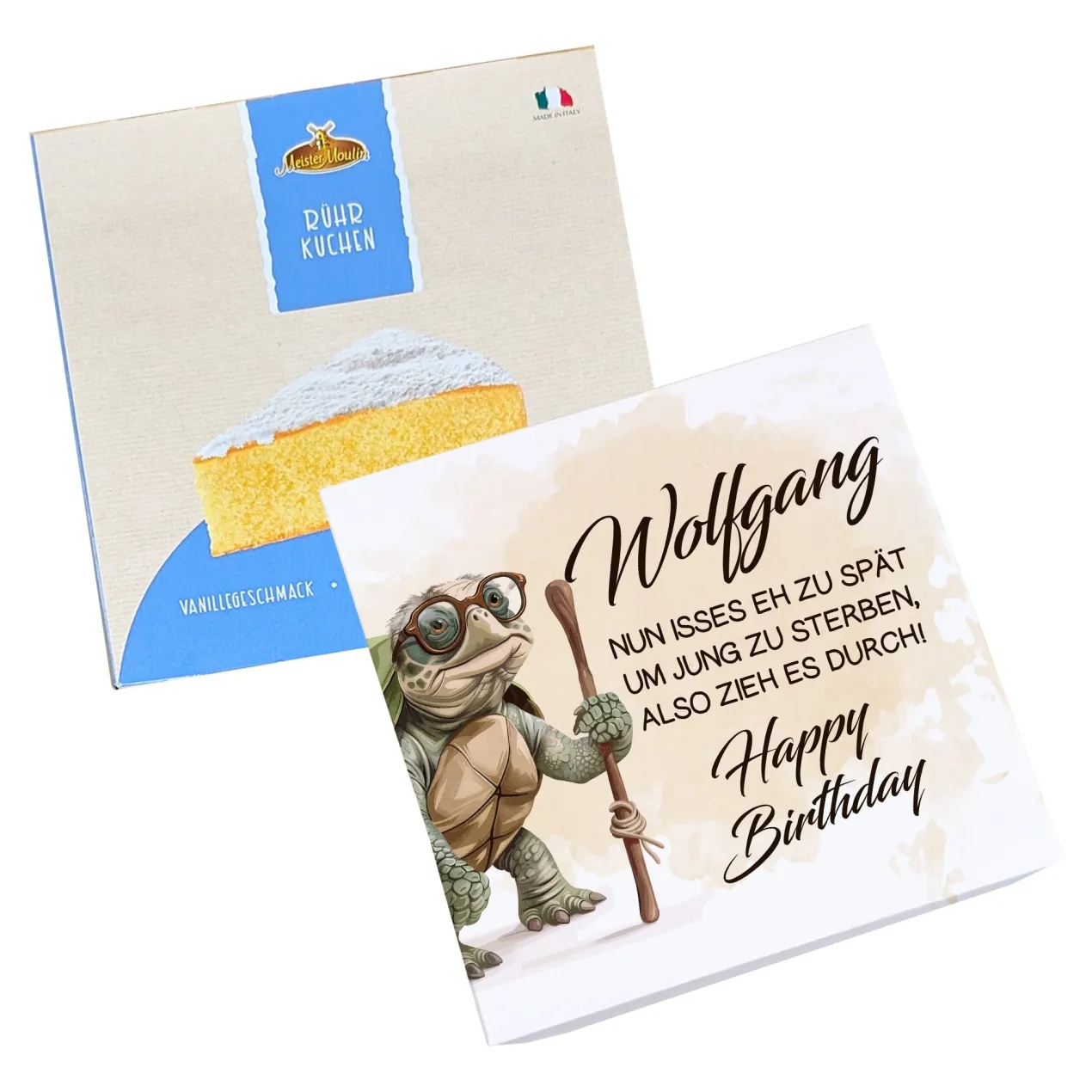 Geburtstagskuchen mit Schildkröten-Motiv, witzigem Spruch und Name personalisiert