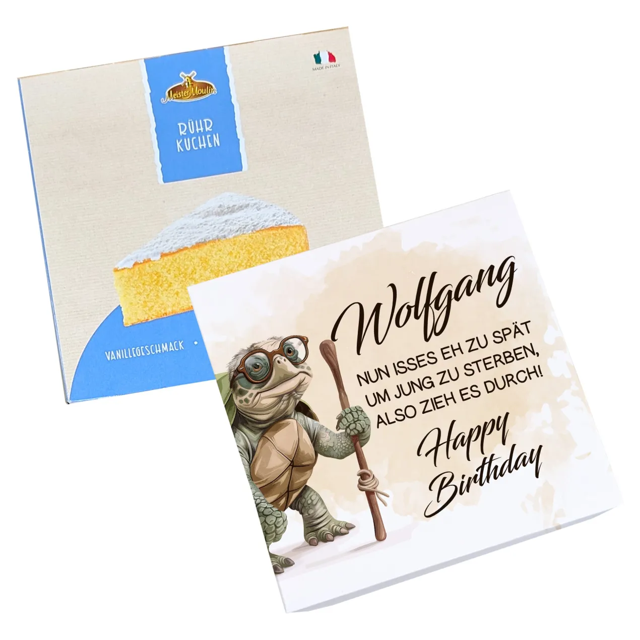 Geburtstagskuchen mit Schildkröten-Motiv, witzigem Spruch und Name personalisiert