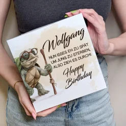 Geburtstagskuchen mit Schildkröten-Motiv, witzigem Spruch und Name personalisiert