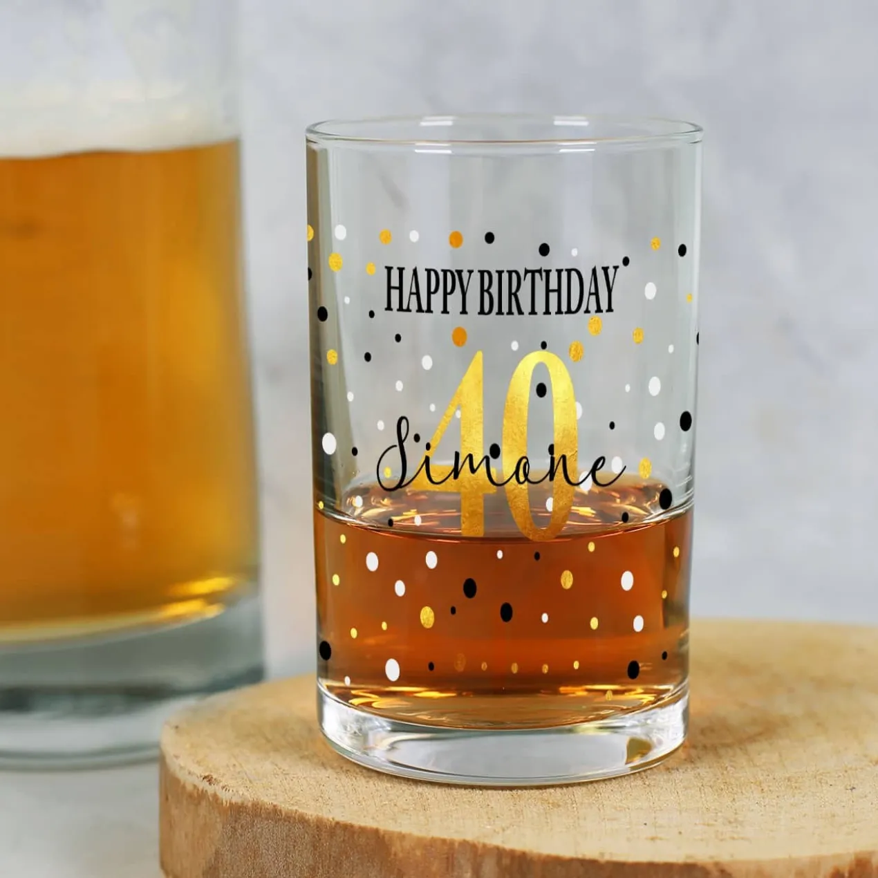 Geburtstagsschnapsglas mit Ihren Wunschnamen und Alter bedruckt