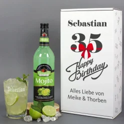 Geburtstagsset mit Glas und Mojito
