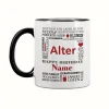 Geburtstagstasse mit guten Wünschen, Name, Alter und Glückwunschtext