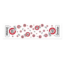 Geburtstags-Tischläufer mit Verkehrszeichen, Alter & Name - in zwei Längen