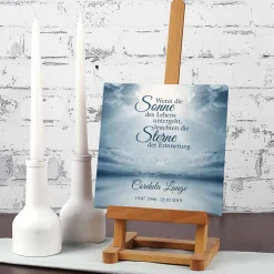 Gedenkleinwand mit Spruch, Name und Datum - 20 x 20