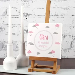 Gedenk-Leinwand Sternenkinder 20x20cm in blau oder rosa