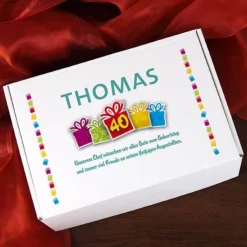 Gefüllte Geschenkbox zum 40. Geburtstag