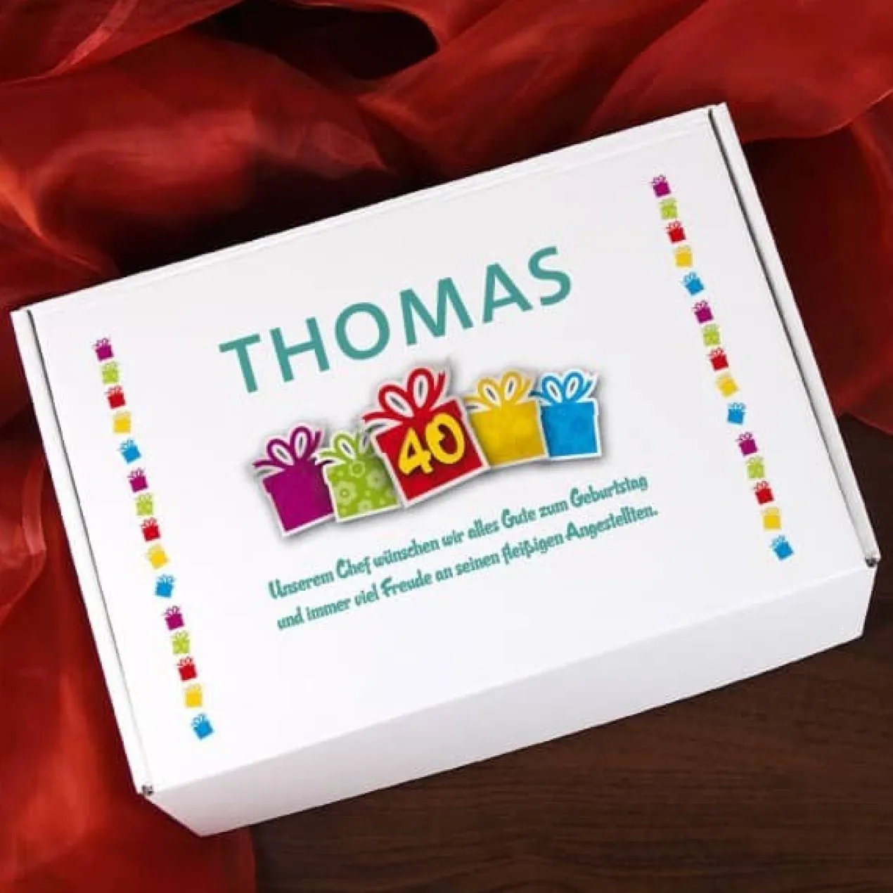 Gefüllte Geschenkbox zum 40. Geburtstag
