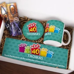 Gefüllte Geschenkbox zum 40. Geburtstag