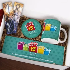 Gefüllte Geschenkbox zum 18. Geburtstag