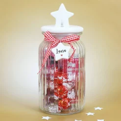 Gefüllte Glasdose als Geschenkset für Frauen - mit persönlichem Anhänger