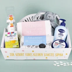 Gefüllter Geschenkkorb zur Geburt - ein rundum perfektes Geschenk
