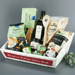 Gefüllter Präsentkorb - Alles Gute - mit italienischen Delikatessen