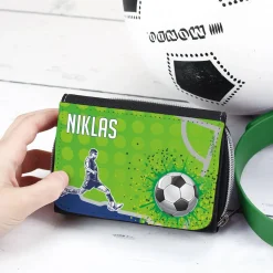 Geldbörse für Kinder bedruckt mit Fußball-Motiv und Namen
