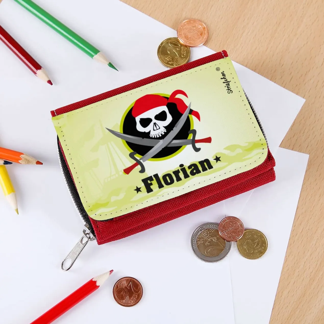 Geldbörse für kleine Piraten mit Wunschname
