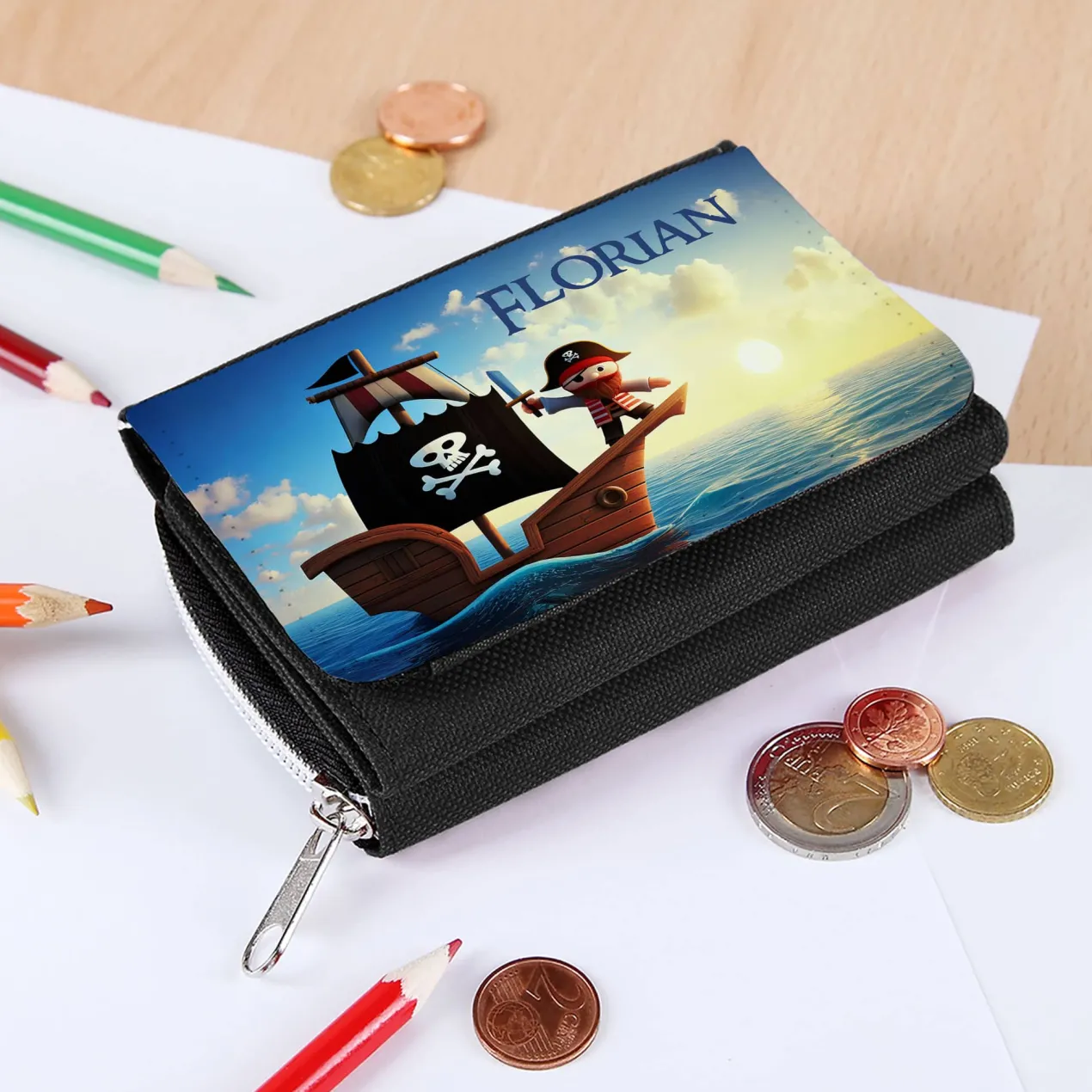 Geldbörse mit Piratenmotiv und Wunschname personalisiert