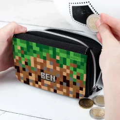 Geldbörse mit Pixelmotiv und Name für Kinder & Jugendliche