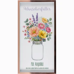 Geldgeschenk Bilderrahmen als Wunscherfüller mit Blumen & Wunschtext | Kreatives Geschenk für Geld