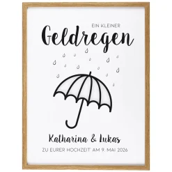 Geldgeschenk Bilderrahmen personalisierbar mit Text | Geldregen