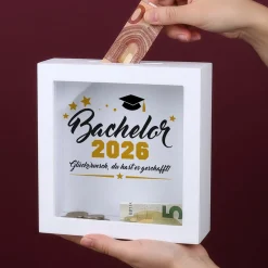 Geldgeschenk Bilderrahmen Spardose zu Schulabschluss, Abitur, Bachelor, Master & Ausbildung
