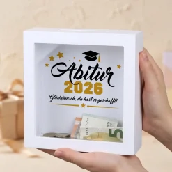 Geldgeschenk Bilderrahmen Spardose zu Schulabschluss, Abitur, Bachelor, Master & Ausbildung