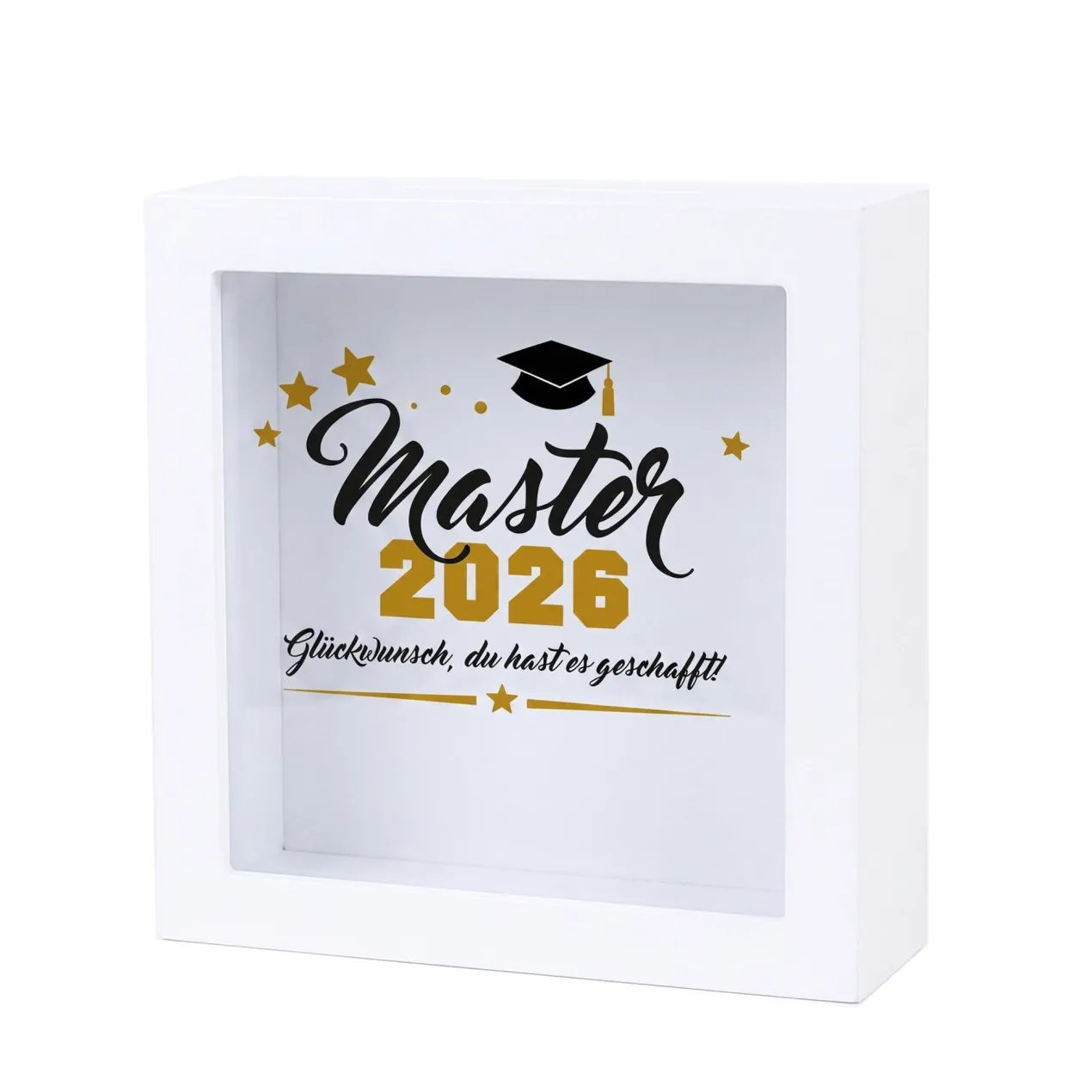 Geldgeschenk Bilderrahmen Spardose zu Schulabschluss, Abitur, Bachelor, Master & Ausbildung
