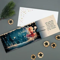 Geldgeschenk - Karte Magische Weihnachten mit kleiner Fee & Wunschtext