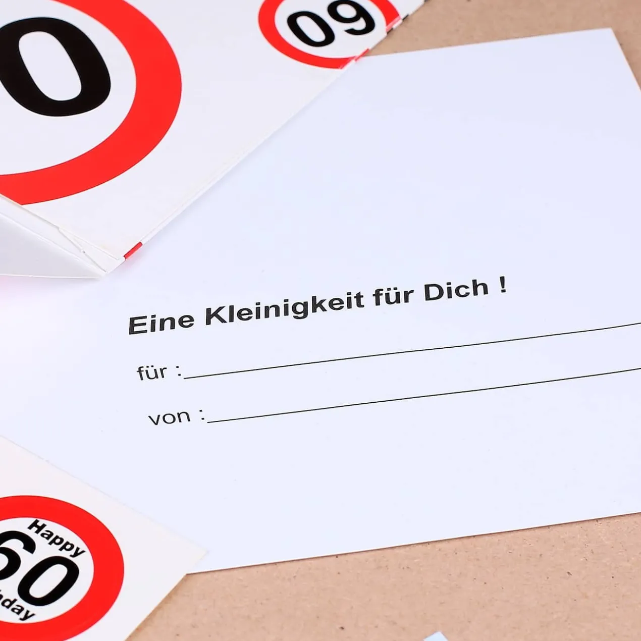 Geldgeschenk mit Verkehrszeichenmotiv zum 60. Geburtstag