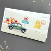 Geldgeschenk-Ziehkarte mit Auto & Luftballons