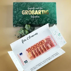 Geldgeschenk zum Abi & Schulabschluss - Box mit Goldprägung, Name & Wunschtext