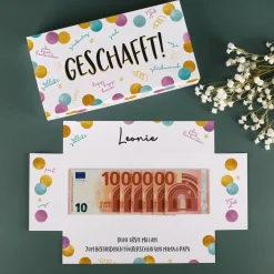 Geldgeschenk zum Abitur, Schulabschluss & mehr - Box mit Wunschtext