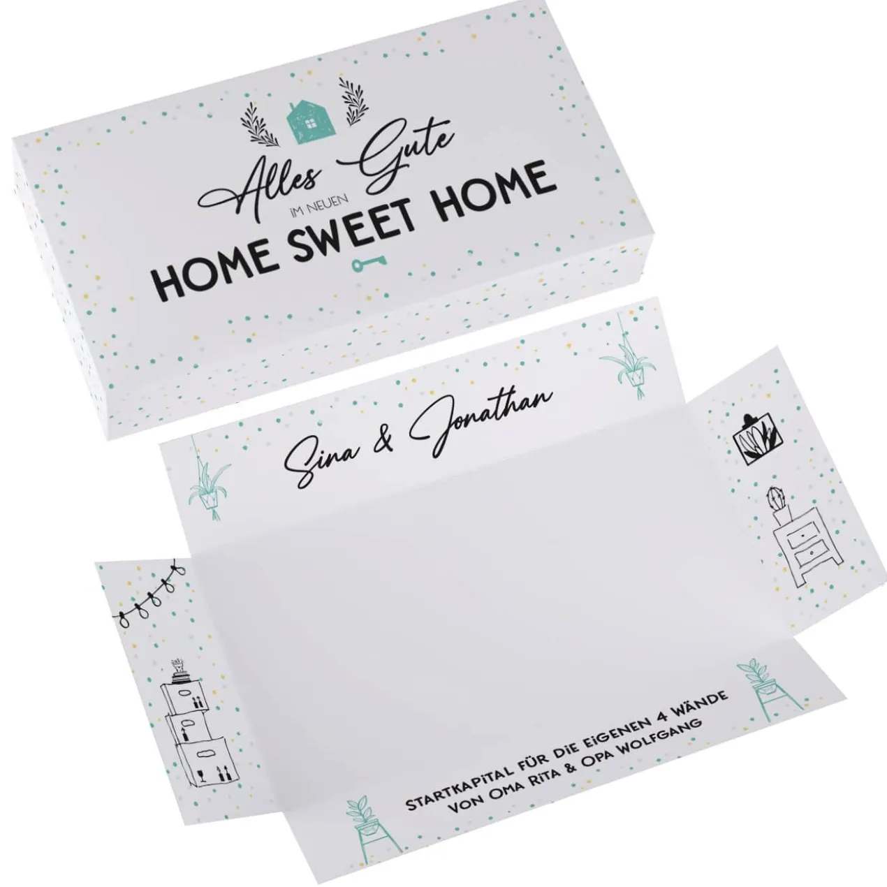Geldgeschenk zum Hausbau oder Einzug, Explosionsbox Home Sweet Home