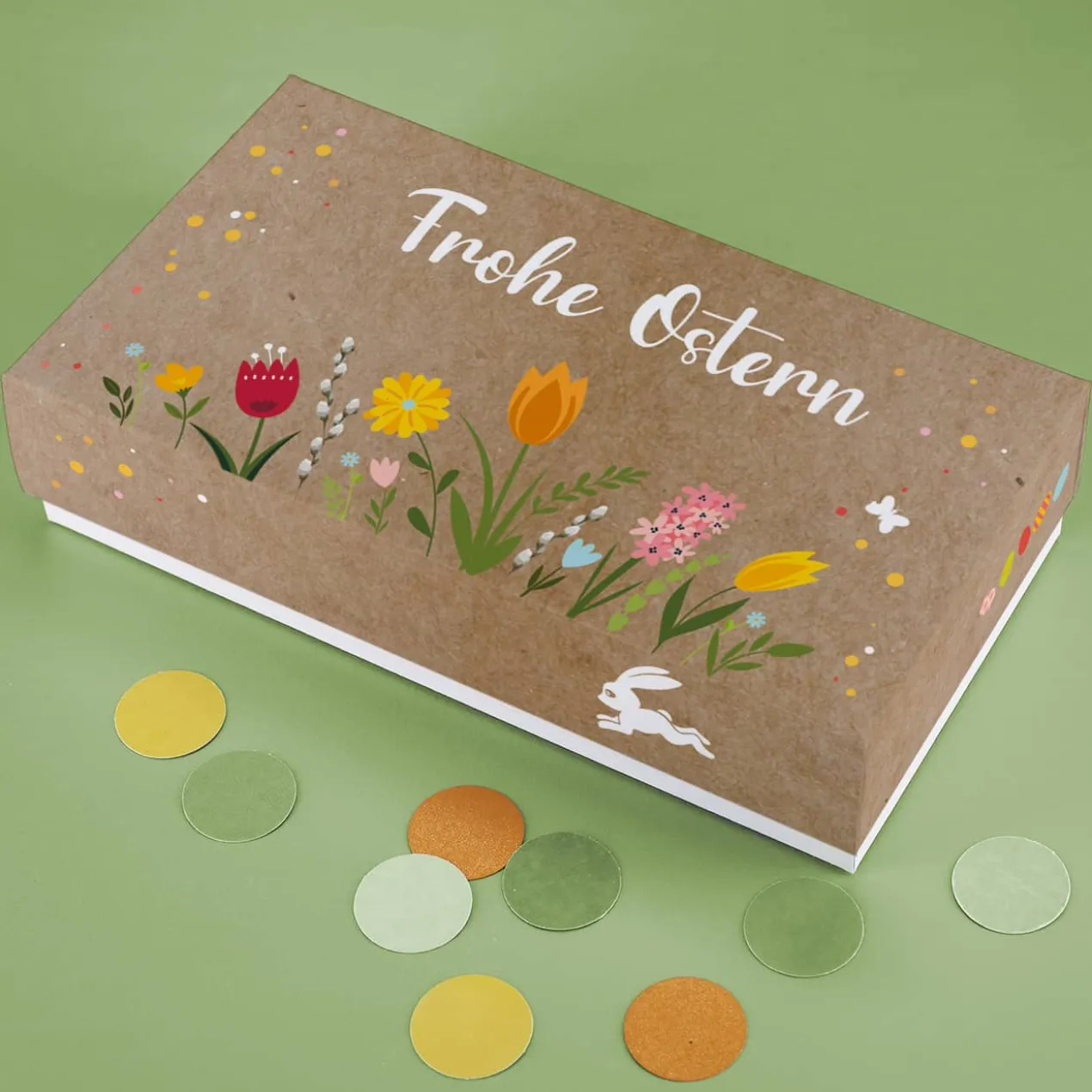 Geldgeschenk zu Ostern, Überraschungsbox mit Name und Text