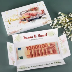Geldgeschenk zur Hochzeit - persönliche Geschenkbox mit Goldfolie veredelt