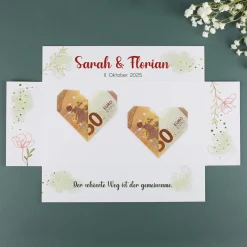 Geldgeschenk zur Hochzeit - persönliche Geschenkbox mit Goldfolie veredelt
