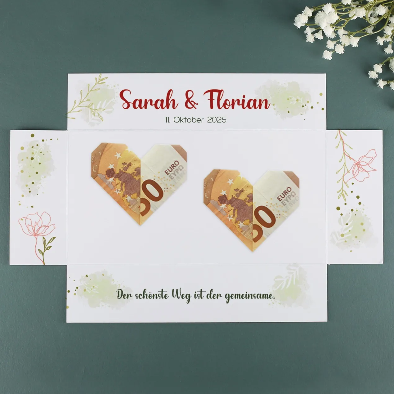 Geldgeschenk zur Hochzeit - persönliche Geschenkbox mit Goldfolie veredelt
