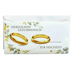 Geldgeschenk zur Hochzeit - Ziehkarte mit Ringen und Ihrem Text